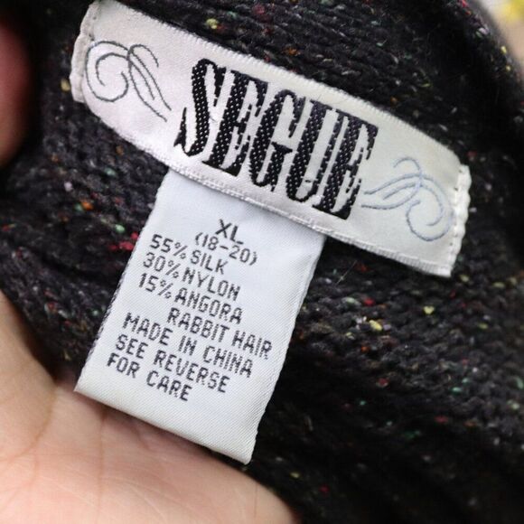 Vintage | 1990's Silk Angora Cardigan Sweater XL - Picture 6 of 7